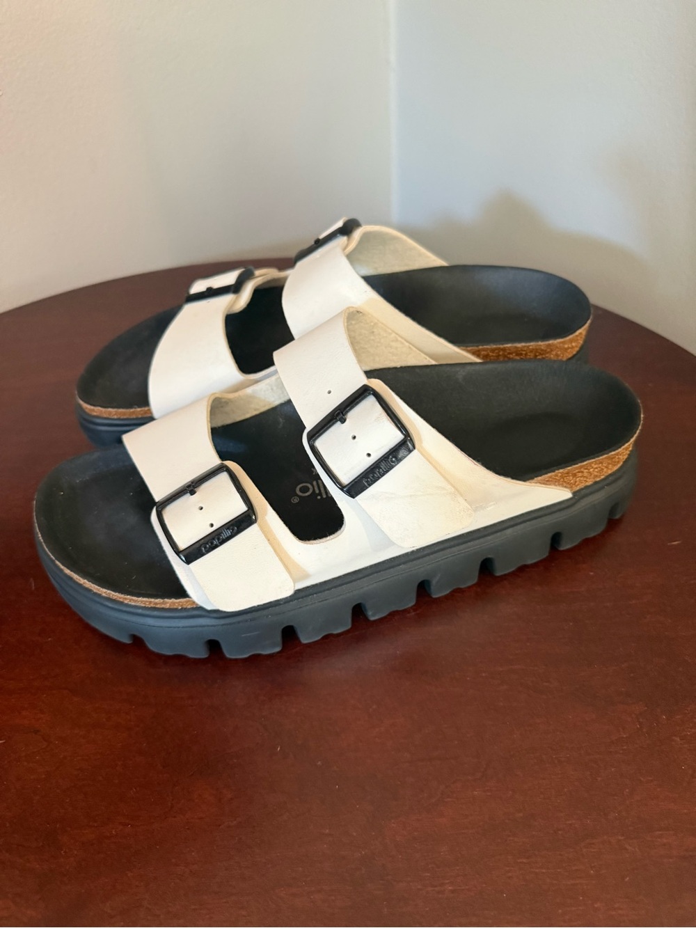 Birkenstock Cream Double-Buckle Slide Sandals - Like New!